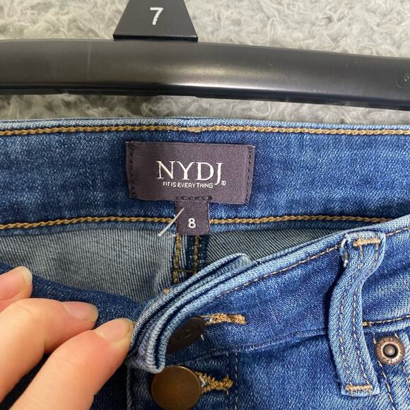 NYDJ womens button fly high waisted wide leg crop lift tuck tummy control 8 - Picture 7 of 11